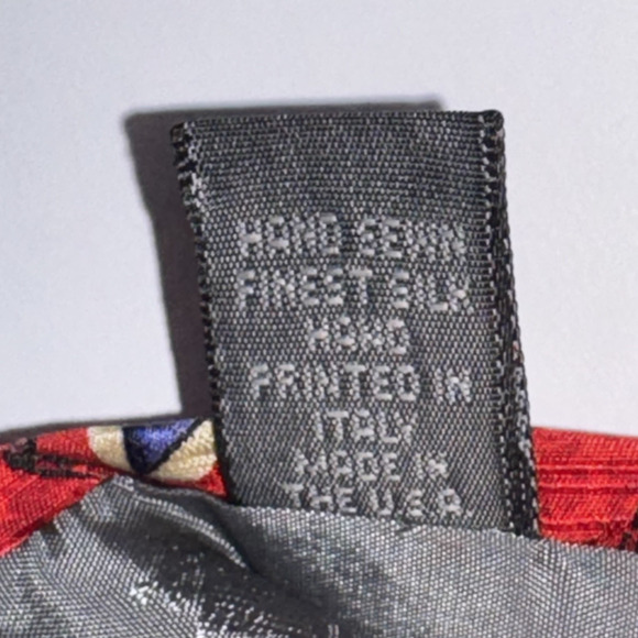 Robert Talbott Best Of Class Tie Red Geometric Abstract 100% Silk Made in USA - Picture 5 of 6